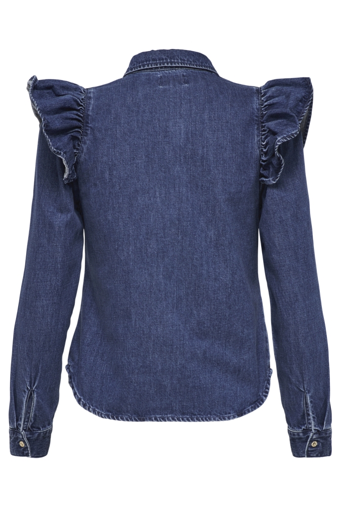 ONLINDIGO LS FRILL DNM SHIRT QYT NO 15297988 DARK BLUE DENIM